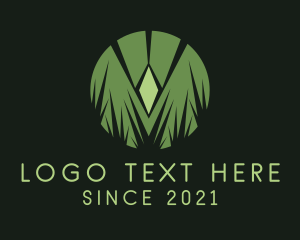 Eco - Grass Landscaping Badge logo design