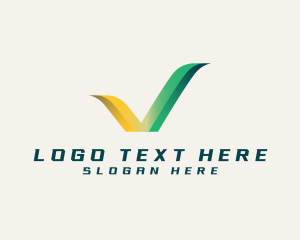 Metallic - Business Verified Check  Letter V logo design