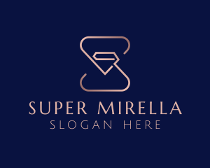 Super Metallic Diamond Letter S logo design