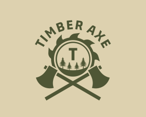 Axe Log Woodworking logo design