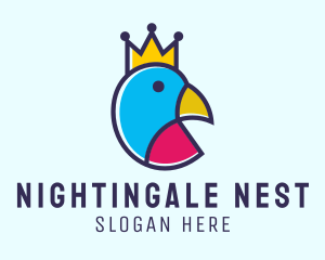 Nightingale - Creative Crown Bird logo design