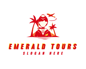 Flight Tour Stewardess logo design