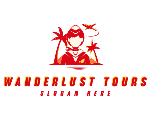 Flight Tour Stewardess logo design