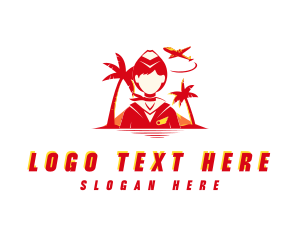 Palm Tree - Flight Tour Stewardess logo design