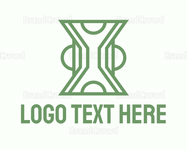 Green Line Art Hourglass Logo