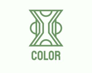 Green Line Art Hourglass  Logo