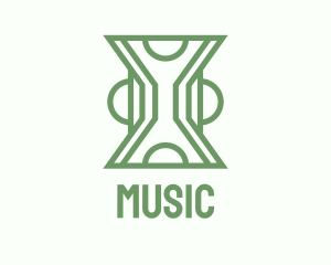 Green Line Art Hourglass  Logo