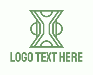 Minute - Green Line Art Hourglass logo design