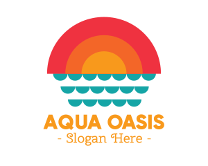 Pool - Summer Ocean Sunset logo design