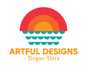 Illustration - Summer Ocean Sunset logo design