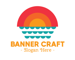 Summer Ocean Sunset logo design