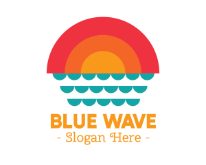 Summer Ocean Sunset logo design