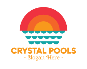 Pool - Summer Ocean Sunset logo design