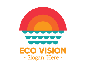 Summer Ocean Sunset logo design