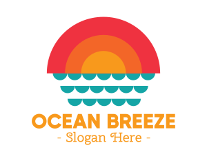 Summer Ocean Sunset logo design