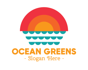 Summer Ocean Sunset logo design