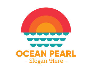 Summer Ocean Sunset logo design