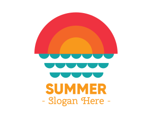 Summer Ocean Sunset logo design