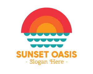 Summer Ocean Sunset logo design