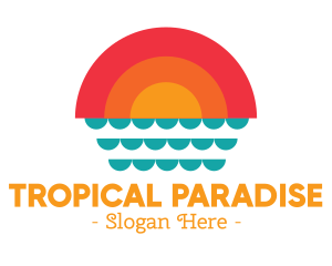 Hawaii - Summer Ocean Sunset logo design