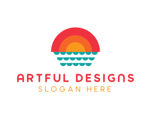 Summer Ocean Sunset logo design