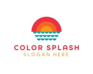 Summer Ocean Sunset logo design