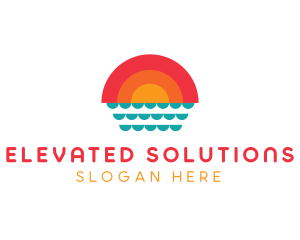 Summer Ocean Sunset logo design