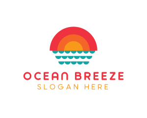 Miami - Summer Ocean Sunset logo design