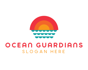 Summer Ocean Sunset logo design