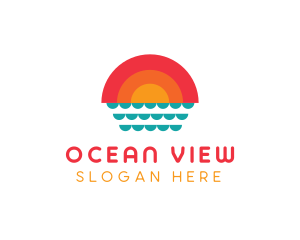 Summer Ocean Sunset logo design