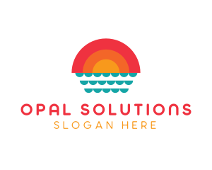 Summer Ocean Sunset logo design