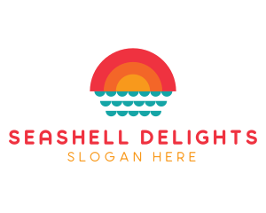 Summer Ocean Sunset logo design