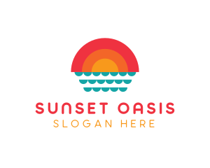 Summer Ocean Sunset logo design