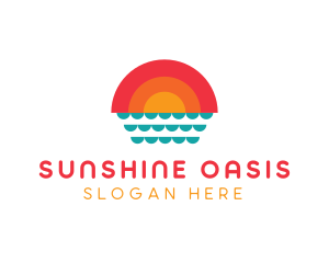 Summer Ocean Sunset logo design