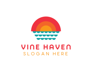 Summer Ocean Sunset logo design