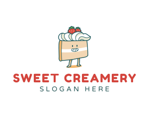 Cute Cake Slice logo design