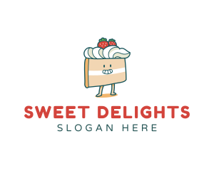 Cute Cake Slice logo design