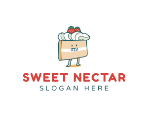 Cute Cake Slice logo design