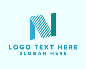 Geometric - Blue Line Motion Letter N logo design