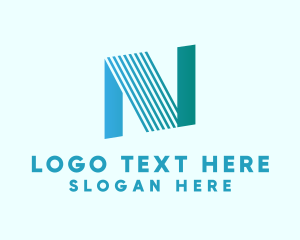 Technology - Blue Line Motion Letter N logo design