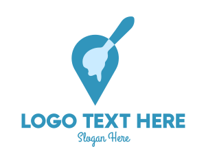 Geolocation - Blue Dripping Spoon Locator logo design