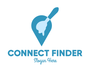 Blue Dripping Spoon Locator logo design