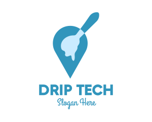 Dripping - Blue Dripping Spoon Locator logo design