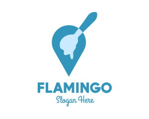 Food Delivery - Blue Dripping Spoon Locator logo design