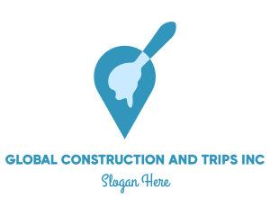 Direction - Blue Dripping Spoon Locator logo design