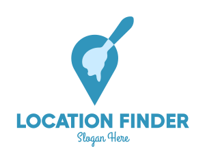 Blue Dripping Spoon Locator logo design