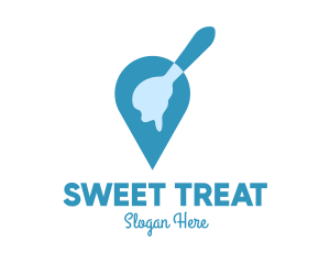 Blue Dripping Spoon Locator logo design