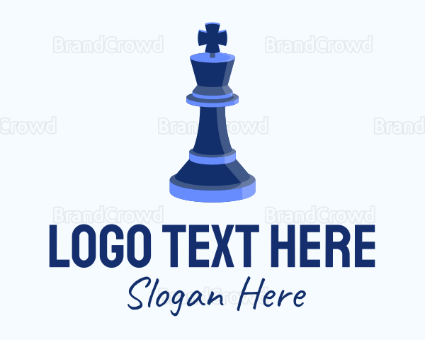 Isometric King Chess Piece Logo