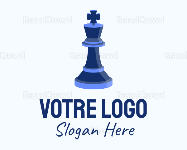 Isometric King Chess Piece Logo