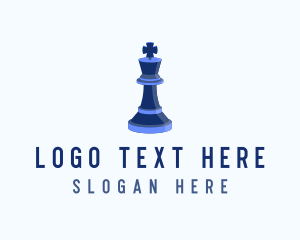 Isometric King Chess Piece logo design